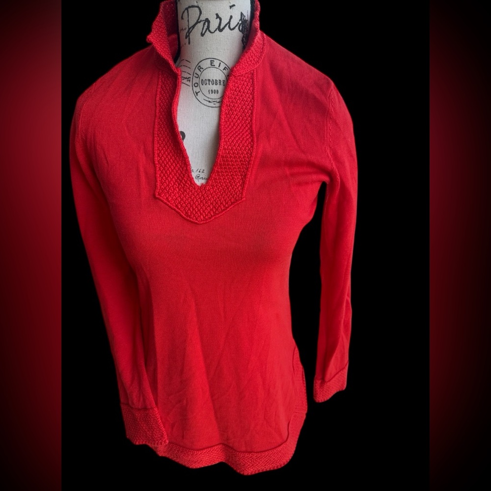 ❤️ Merino Wool Tory Burch Orange Tunic Sweater ❤️. Iconic - Picture 2 of 15